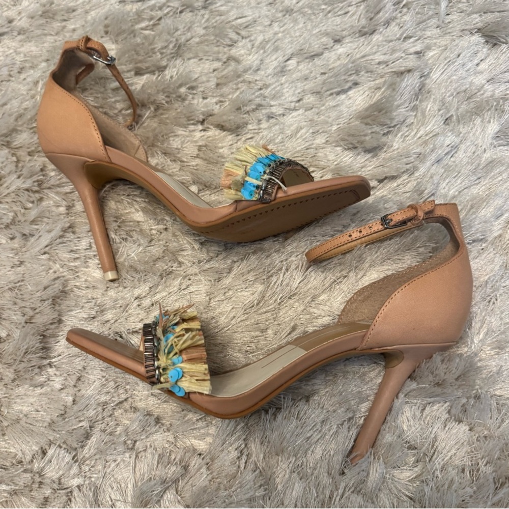 Elegant Tan and Blue Women's Heels